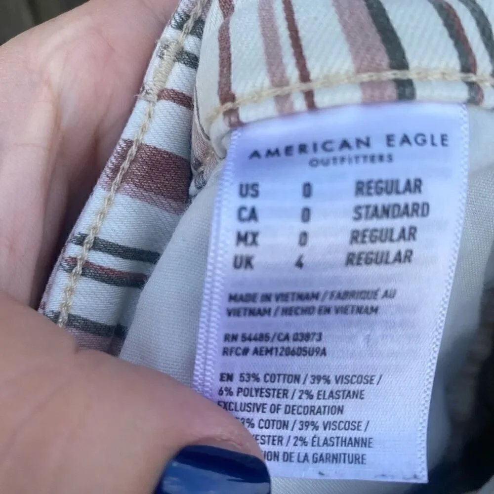 American Eagle Striped Mauve‎ Hi Rise Jegging Jeans | 0